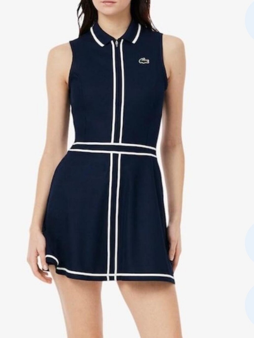 NWT Lacoste Navy Sleeveless Mini Dress with White Trim Size 40